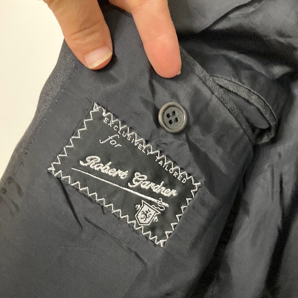 Bespoke Harry Rosen Suit Mens 46 Dark Gray Two Piece Blazer Pants Vintage Custom - Picture 14 of 16